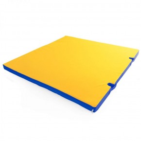 Мат гимнастический 1х1х0,05м с вырезом под стойки цв. синий-желтый в Лысьве - lysva.ok-mebel.com | фото 1