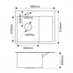 Мойка HD5851L MELANA ProfLine 3,0/200 САТИН врезная прямоугольная с коландером HD5851L в Лысьве - lysva.ok-mebel.com | фото 2