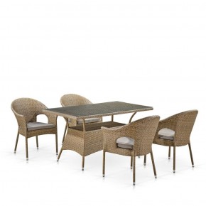 Обеденный комплект плетеной мебели T198B/Y79B-W56 Light Brown (4+1) в Лысьве - lysva.ok-mebel.com | фото