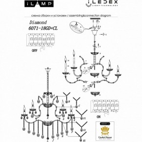 Подвесная люстра iLamp Diamond 6071-18 GD+CL в Лысьве - lysva.ok-mebel.com | фото 2