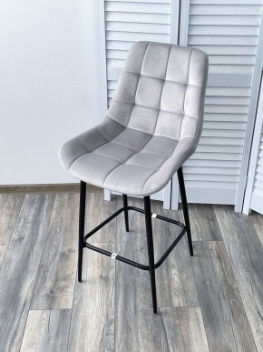Полубарный стул ХОФМАН, цвет H-09 Светло-серый, велюр / черный каркас H=63cm М-City в Лысьве - lysva.ok-mebel.com | фото 4