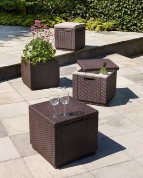 Пуфик Куб с подушкой (Cube with cushion) коричневый - серо-бежевый* в Лысьве - lysva.ok-mebel.com | фото 3