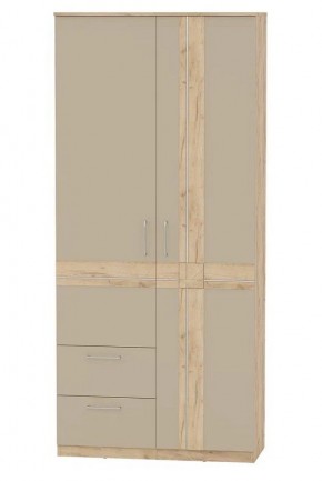 Шкаф 2-х дверный с ящиками ПРЕЗЕНТ 4-4819 (Дуб Крафт Золотой/Капучино/Дуб Мадейра) в Лысьве - lysva.ok-mebel.com | фото