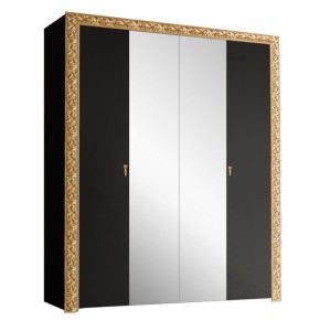 Шкаф 4-х дв. с зеркалами Тиффани Premium черная/золото (ТФШ1/4(П) в Лысьве - lysva.ok-mebel.com | фото