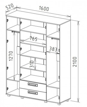 Шкаф 4-х дверный с ящиками М-1 Серия Вега (с зеркалом) в Лысьве - lysva.ok-mebel.com | фото 4