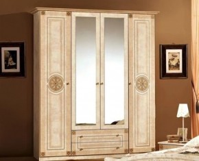 Шкаф 4-х дверный с зеркалами (02.144) Рома (беж) в Лысьве - lysva.ok-mebel.com | фото
