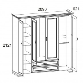 Шкаф 4D2S Z, TIFFANY, цвет вудлайн кремовый в Лысьве - lysva.ok-mebel.com | фото