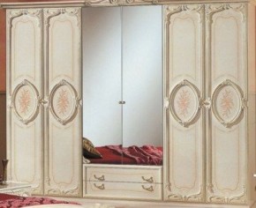 Шкаф 6-и дверный с зеркалами (01.146) Роза (беж) в Лысьве - lysva.ok-mebel.com | фото