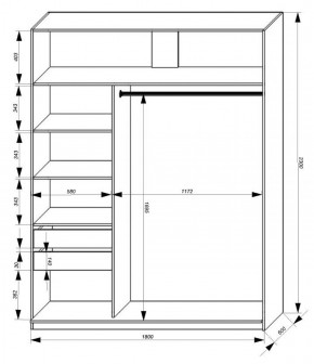 Шкаф-купе 1800 серии SOFT D1+D3+B2+PL1 (2 ящика+1штанга) профиль «Графит» в Лысьве - lysva.ok-mebel.com | фото 3