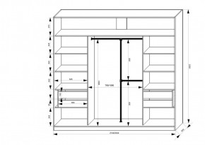 Шкаф-купе 2150 серии NEW CLASSIC K4+K4+K4+B22+PL4(по 2 ящика лев/прав+F обр.штанга) профиль «Капучино» в Лысьве - lysva.ok-mebel.com | фото 3