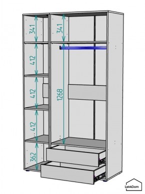 Шкаф Linnea MHR-3-2 2050х1200х510 (ДВ-М 11.1.25) в Лысьве - lysva.ok-mebel.com | фото 3