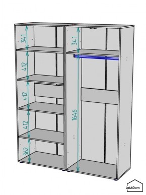 Шкаф Linnea MHR-4-1 2050х1600х510 (Белый-М 11.1.2) в Лысьве - lysva.ok-mebel.com | фото 3