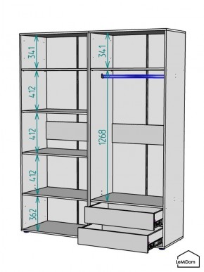 Шкаф Linnea MHR-4PO-2 2050х1600х510 (Белый-М 11.1.2) в Лысьве - lysva.ok-mebel.com | фото 3