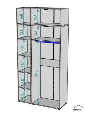 Шкаф с антресолью Linnea MHR-3A-1 2450х1200х510 (Графит-М 11.1.25) в Лысьве - lysva.ok-mebel.com | фото 3