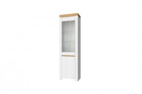 Шкаф с витриной  1V1D, TAURUS, цвет белый/дуб вотан в Лысьве - lysva.ok-mebel.com | фото