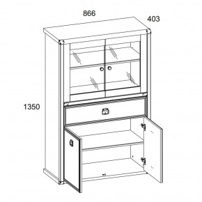 Шкаф с витриной 2V2D1SL, MAGELLAN, цвет Сосна винтаж в Лысьве - lysva.ok-mebel.com | фото 3