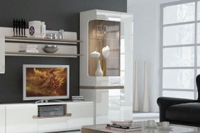 Шкаф с витриной 3D/TYP 01L, LINATE ,цвет белый/сонома трюфель в Лысьве - lysva.ok-mebel.com | фото 6