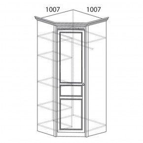 Шкаф угловой №183 "Лючия" Фасад зеркало (Угол 1007*1007) Дуб оксфорд в Лысьве - lysva.ok-mebel.com | фото 2