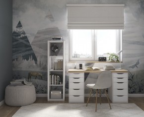 Стол письменный Ингар 2/55 140x75x55, дуб беленый/белый в Лысьве - lysva.ok-mebel.com | фото 4