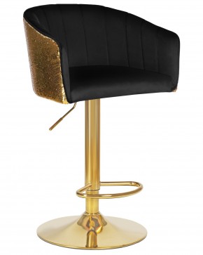 Стул барный DOBRIN DARCY GOLD SHINY, черный велюр с золотыми пайетками в Лысьве - lysva.ok-mebel.com | фото