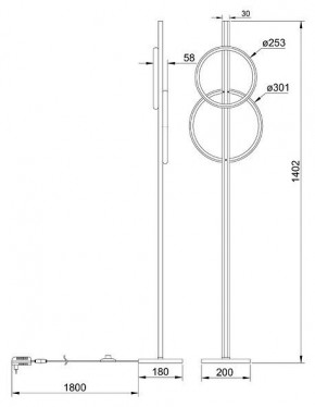 Торшер Arte Lamp Fluido A3913PN-24BK в Лысьве - lysva.ok-mebel.com | фото 2