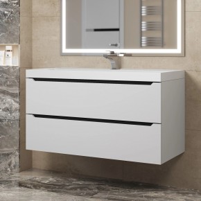 Тумба под раковину Uperwood Tanos 100 см, подвесная, белая/графит в Лысьве - lysva.ok-mebel.com | фото