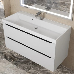 Тумба под раковину Uperwood Tanos 100 см, подвесная, белая/графит в Лысьве - lysva.ok-mebel.com | фото 10