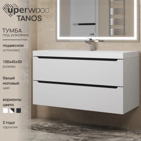 Тумба под раковину Uperwood Tanos 100 см, подвесная, белая/графит в Лысьве - lysva.ok-mebel.com | фото 3