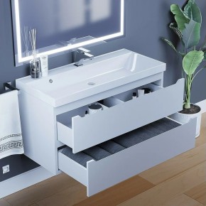 Тумба под раковину Uperwood Tanos 100 см, подвесная, белая матовая в Лысьве - lysva.ok-mebel.com | фото 9