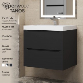 Тумба под раковину Uperwood Tanos 60 см, подвесная, черная матовая в Лысьве - lysva.ok-mebel.com | фото 3