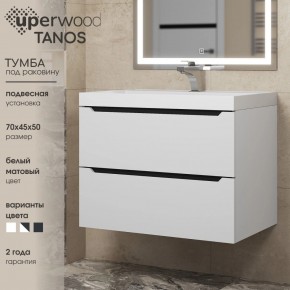 Тумба под раковину Uperwood Tanos 70 см, подвесная, белая/графит в Лысьве - lysva.ok-mebel.com | фото 3