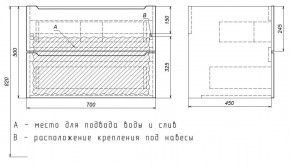 Тумба под раковину Uperwood Tanos 70 см, подвесная, белая/графит в Лысьве - lysva.ok-mebel.com | фото 7