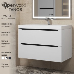 Тумба под раковину Uperwood Tanos 80 см, подвесная, белая/графит в Лысьве - lysva.ok-mebel.com | фото 3