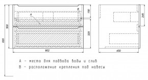 Тумба под раковину Uperwood Tanos 80 см, подвесная, белая/графит в Лысьве - lysva.ok-mebel.com | фото 7