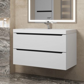 Тумба под раковину Uperwood Tanos 90 см, подвесная, белая/графит в Лысьве - lysva.ok-mebel.com | фото