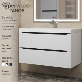 Тумба под раковину Uperwood Tanos 90 см, подвесная, белая/графит в Лысьве - lysva.ok-mebel.com | фото 3