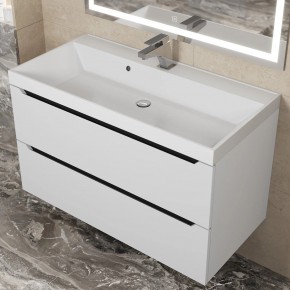 Тумба под раковину Uperwood Tanos 90 см, подвесная, белая/графит в Лысьве - lysva.ok-mebel.com | фото 9
