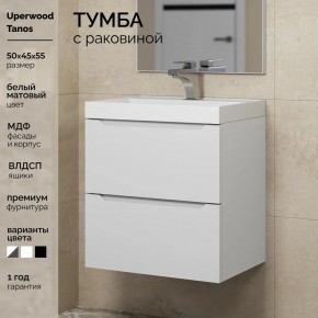Тумба с раковиной Uperwood Tanos 50 см, подвесная, белая матовая в Лысьве - lysva.ok-mebel.com | фото 5